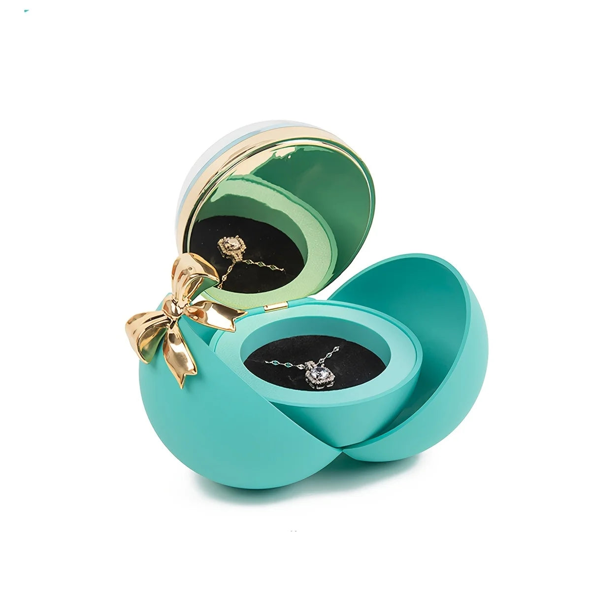 Romantic Rose-Shaped Velvet Jewelry Gift Box – Round Ring & Necklace Packaging for Valentine's Day, Christmas, or Proposals