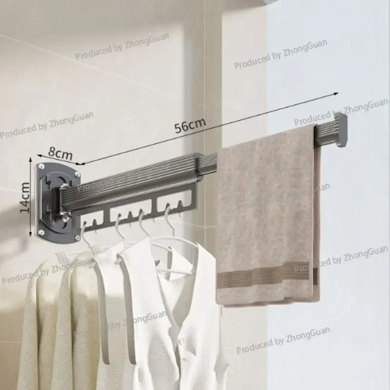 Wall-Mounted Folding Drying Rack – Retractable, No-Drill Indoor Clothes Hanger for Balcony or Laundry Room