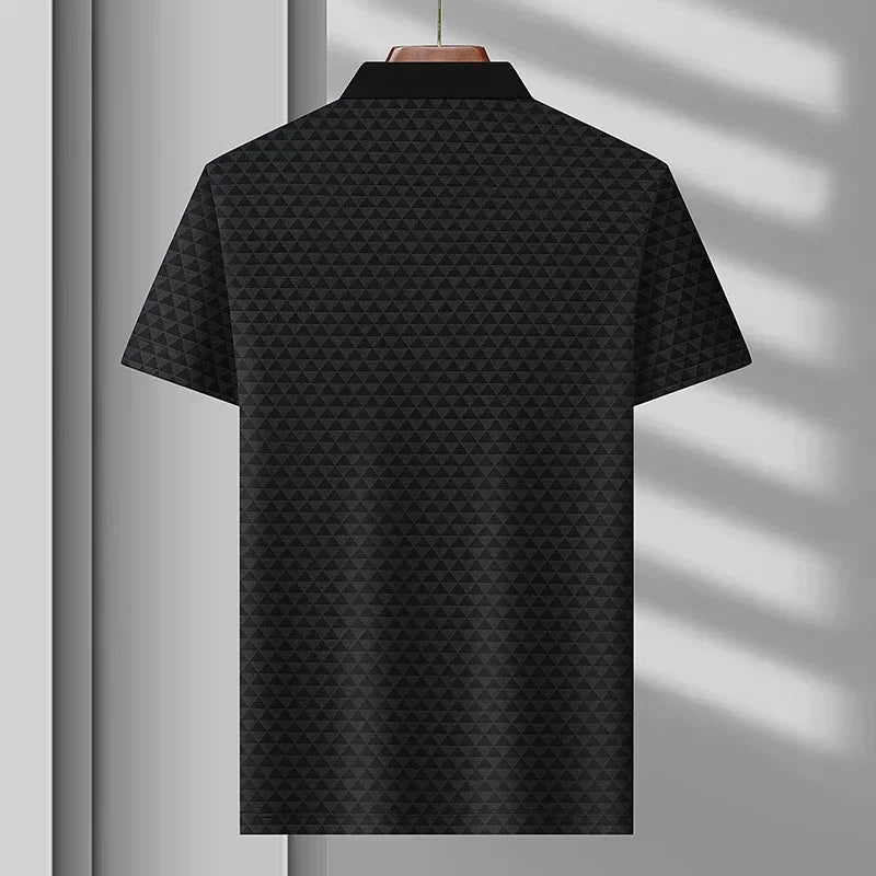 Men’s Breathable Ice Silk Polo Shirt – Seamless Short Sleeve Business Casual Summer Top