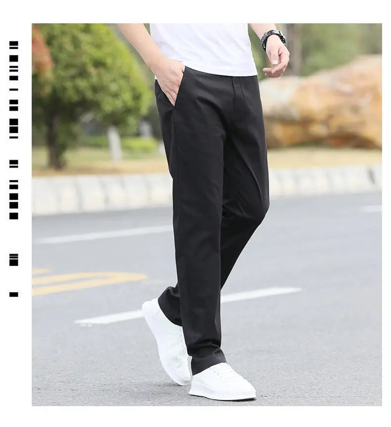 Men's Premium Cotton Chino Pants – Breathable Straight-Leg Casual Trousers (Waist Sizes 28 to 40)