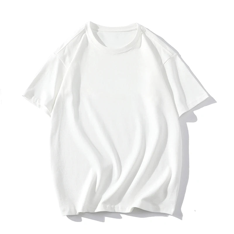 Men’s Summer Cotton T-Shirts – Solid Color, Loose Fit, Casual Short Sleeve Tops in White, Blue – Fashionable Plus Size Tees up to 5XL