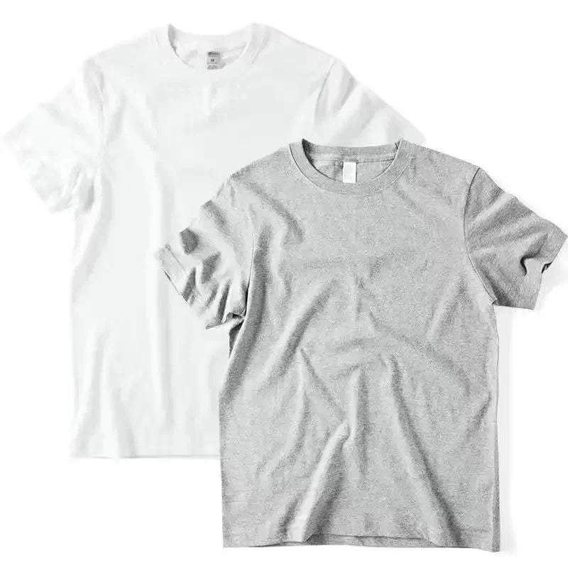 2-Pack Basic Solid Color T-Shirts for Men and Women, 100% Cotton, White and Black, Loose Fit, Short Sleeve, O-Neck, Perfect Couple Tops