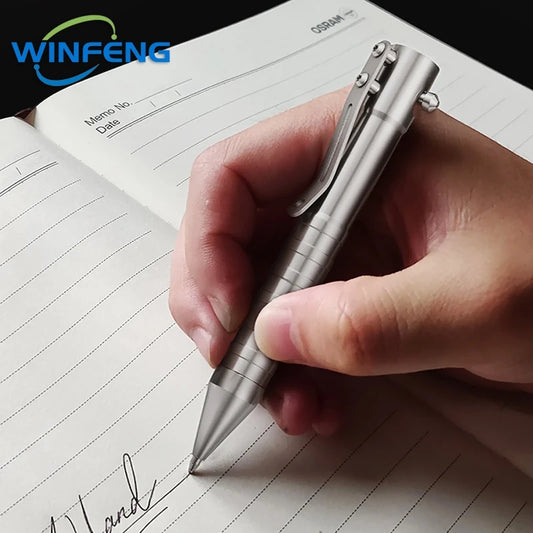 Titanium Tactical Ballpoint Pen – Bolt Action Business Pen with Glass Breaker, Self-Defense Survival EDC Tool