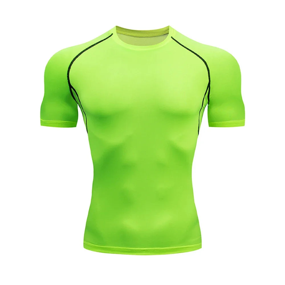 Men’s Summer Compression Workout T-Shirt – Tight-Fit Quick-Dry Athletic Tee for Gym, Running, and Fitness Training