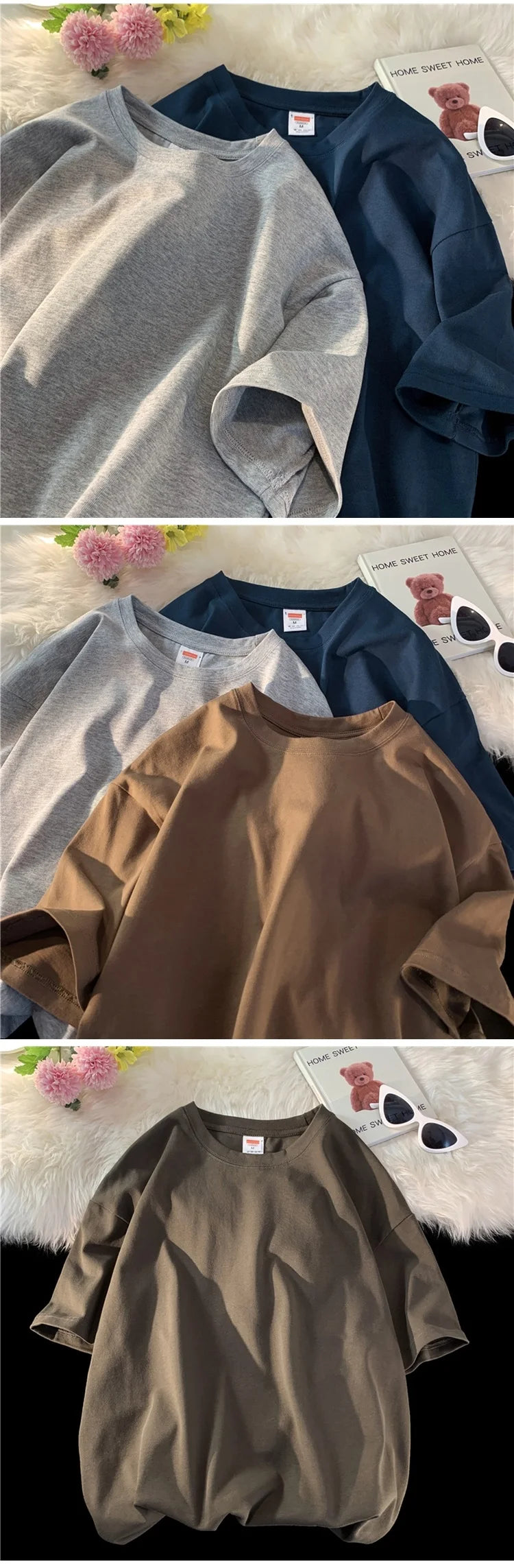 Unisex Oversized Heavyweight Cotton T-Shirt – 260gsm Basic Solid Color Hip-Hop Style Summer Tee