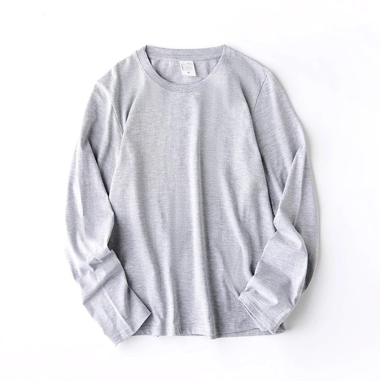 MRMT 2025 Men's 100% Cotton Long Sleeve T-Shirt – Solid Color Crew Neck Casual Top