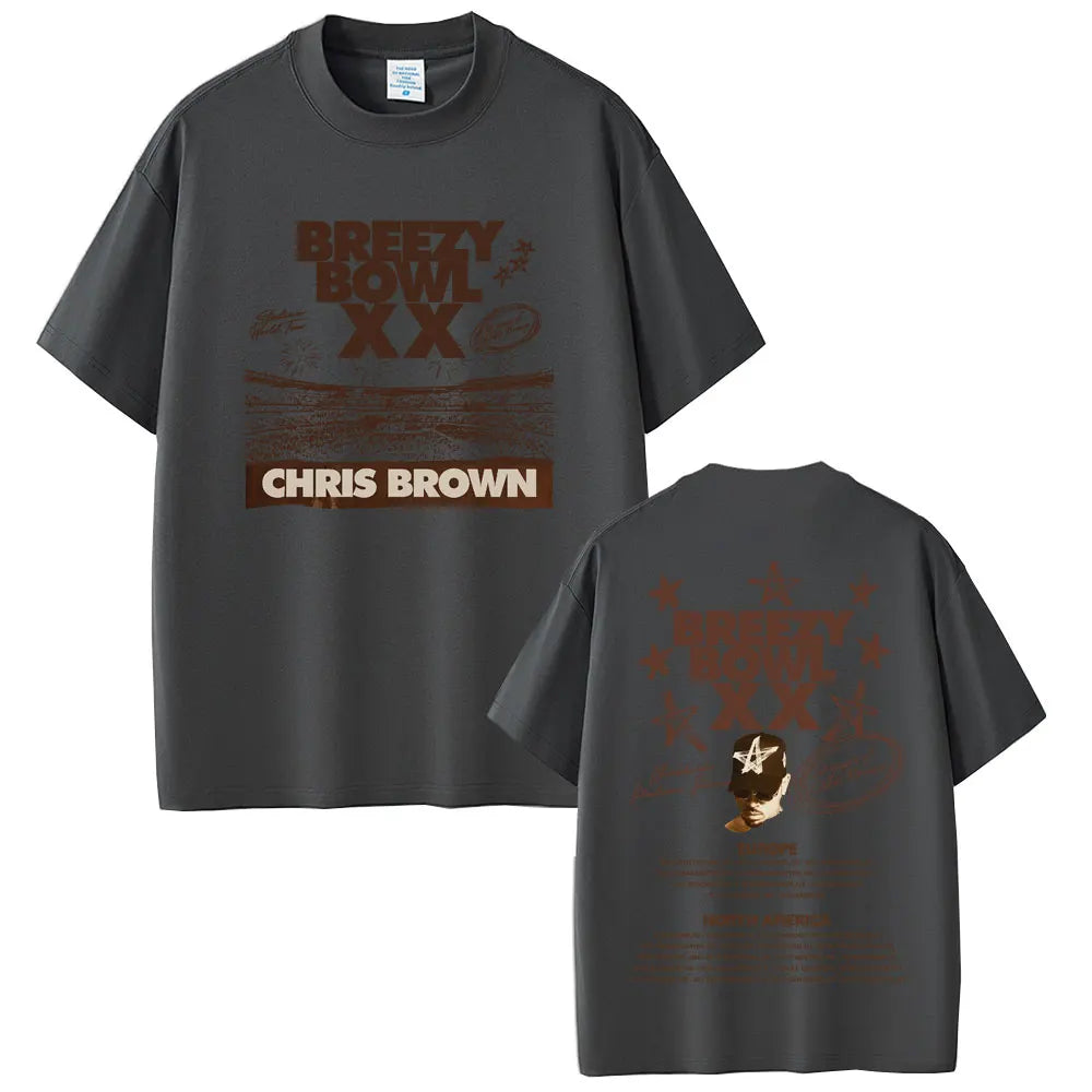 Chris Brown Breezy Bowl XX 2025 Tour Vintage Cotton T-Shirt for Men & Women – Casual Summer Hip Hop Oversized Tee