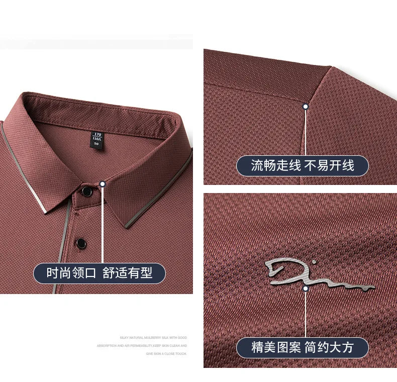Men’s Premium Seamless Polo – Luxury Cool Fabric, Slim Fit, Anti-Wrinkle, Business‑Casual Golf Tee