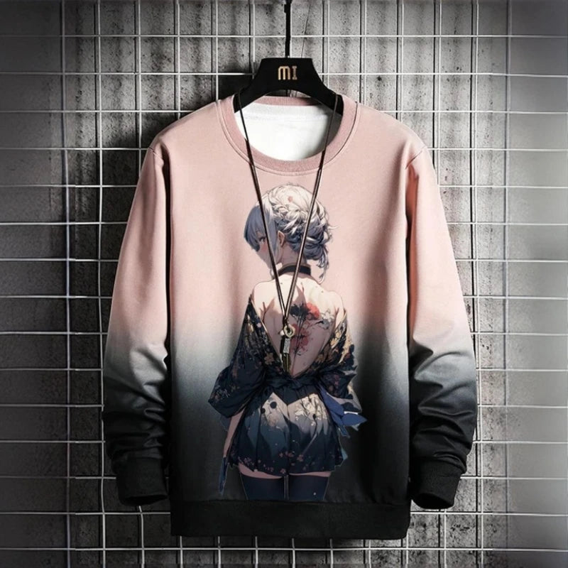3D Printed Anime Character Long Sleeve T-Shirts for Men – Autumn Oversized O-Neck Sportswear Pullover