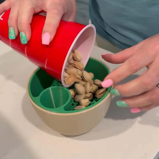 Double-Layer Snack Serving Bowl with Shell Holder – Round Storage Dish for Pistachios, Cherries, Popcorn & More