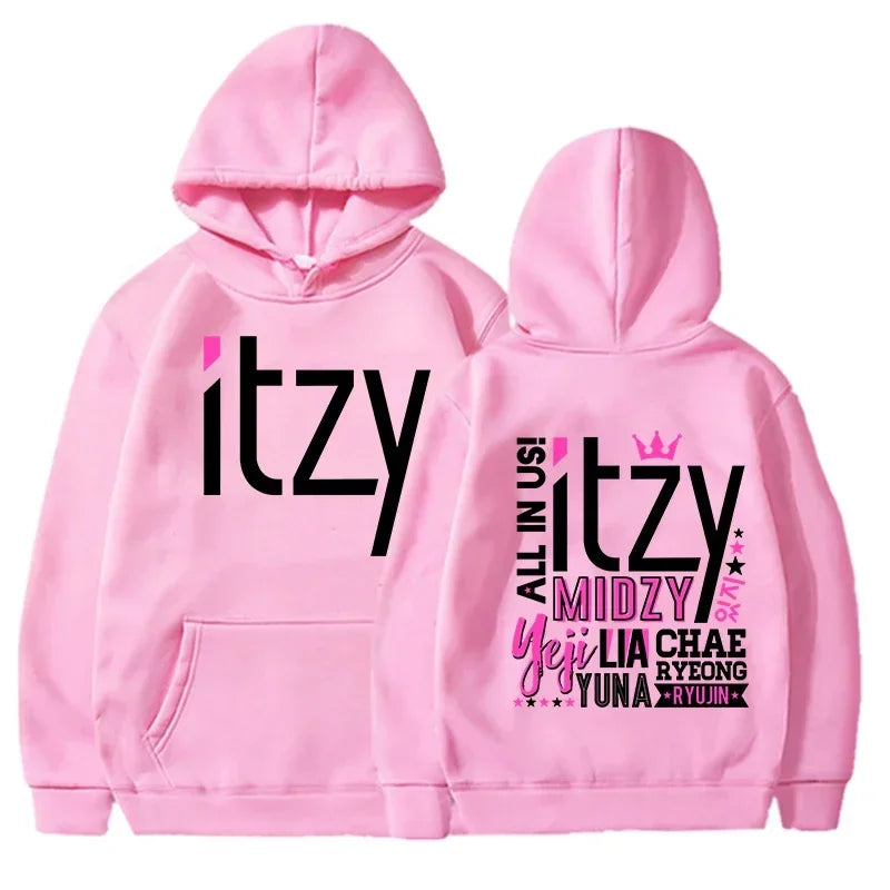 Unisex Kpop ITZY Hoodie – Casual Long Sleeve Printed Sweatshirt for Men & Women | Autumn/Winter Korean Fashion Pullover