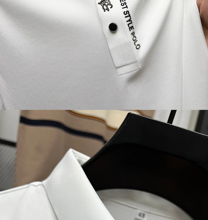 Men's Premium Printed Polo Shirt – Short Sleeve, Seamless Ice Silk, Breathable Golf & Business Casual Summer Tee