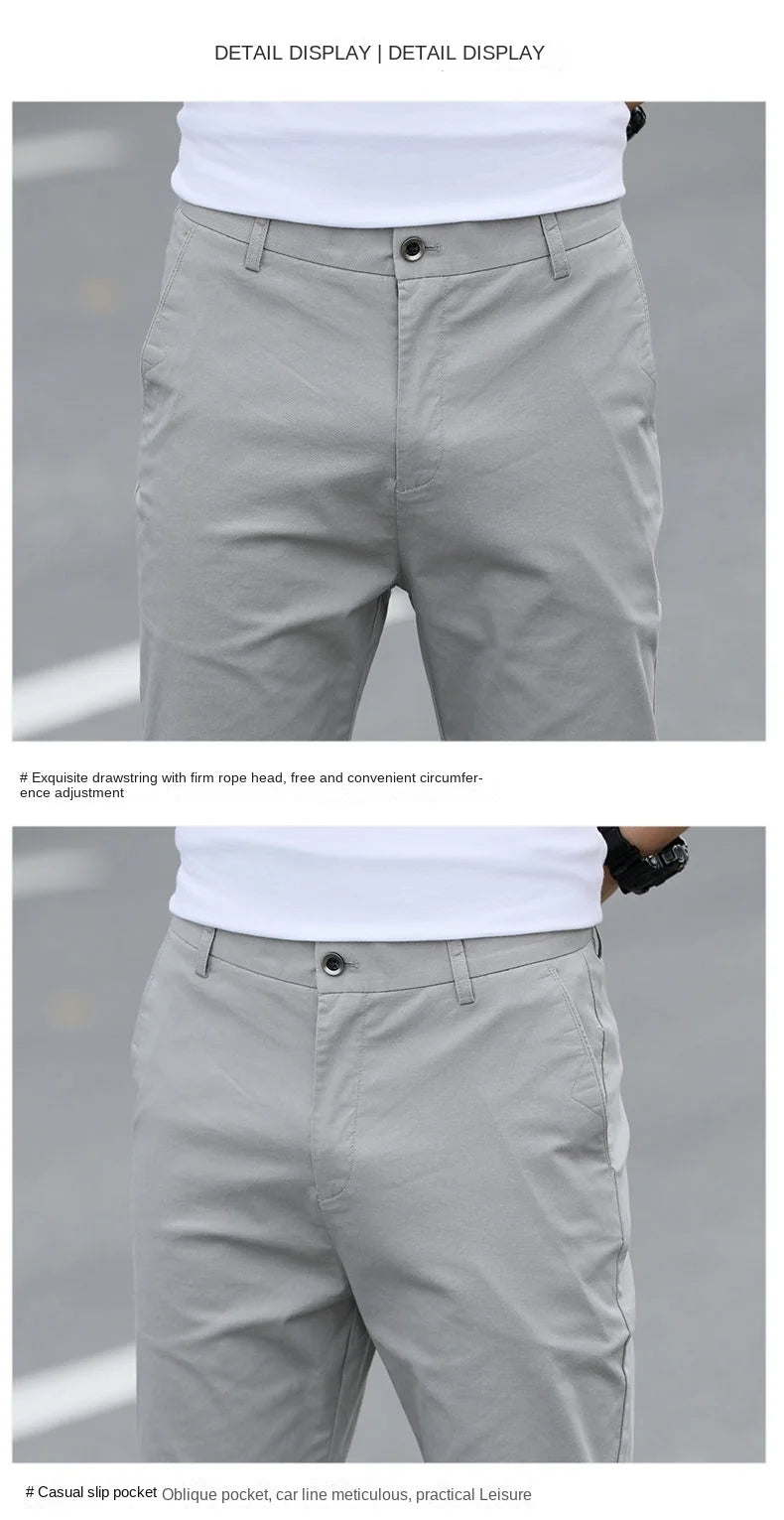 Men's Premium Cotton Chino Pants – Breathable Straight-Leg Casual Trousers (Waist Sizes 28 to 40)