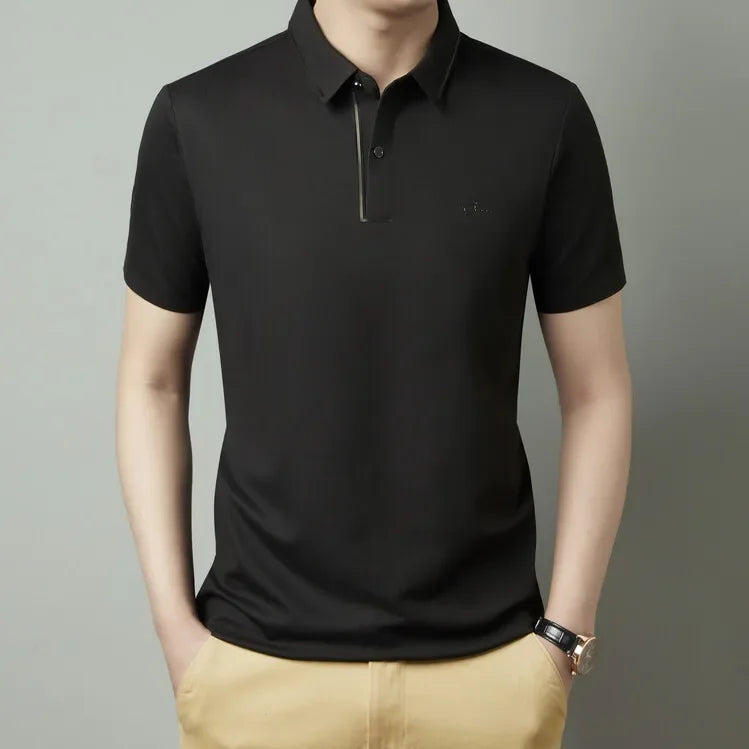 Men's Seamless Polo Shirt – Premium Cool Touch Fabric, Slim Fit Business Casual Golf Tee with Turn-Down Collar