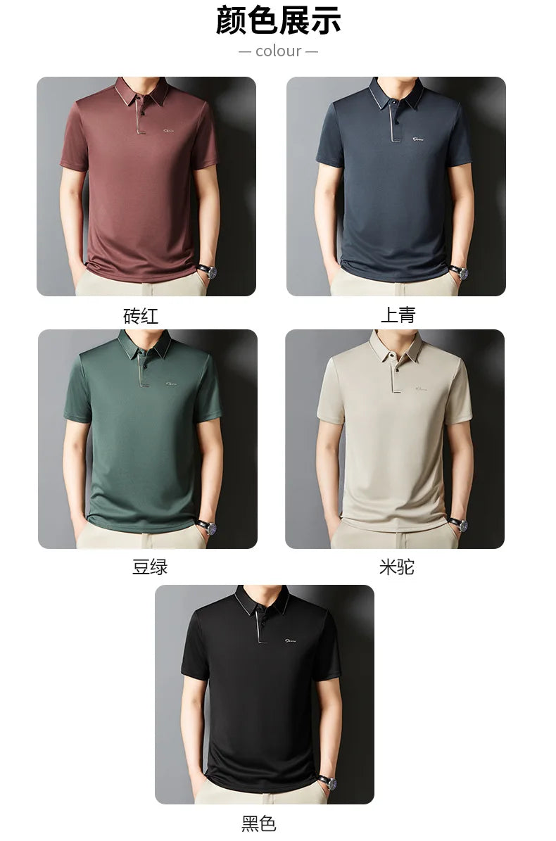Men’s Premium Seamless Polo – Luxury Cool Fabric, Slim Fit, Anti-Wrinkle, Business‑Casual Golf Tee