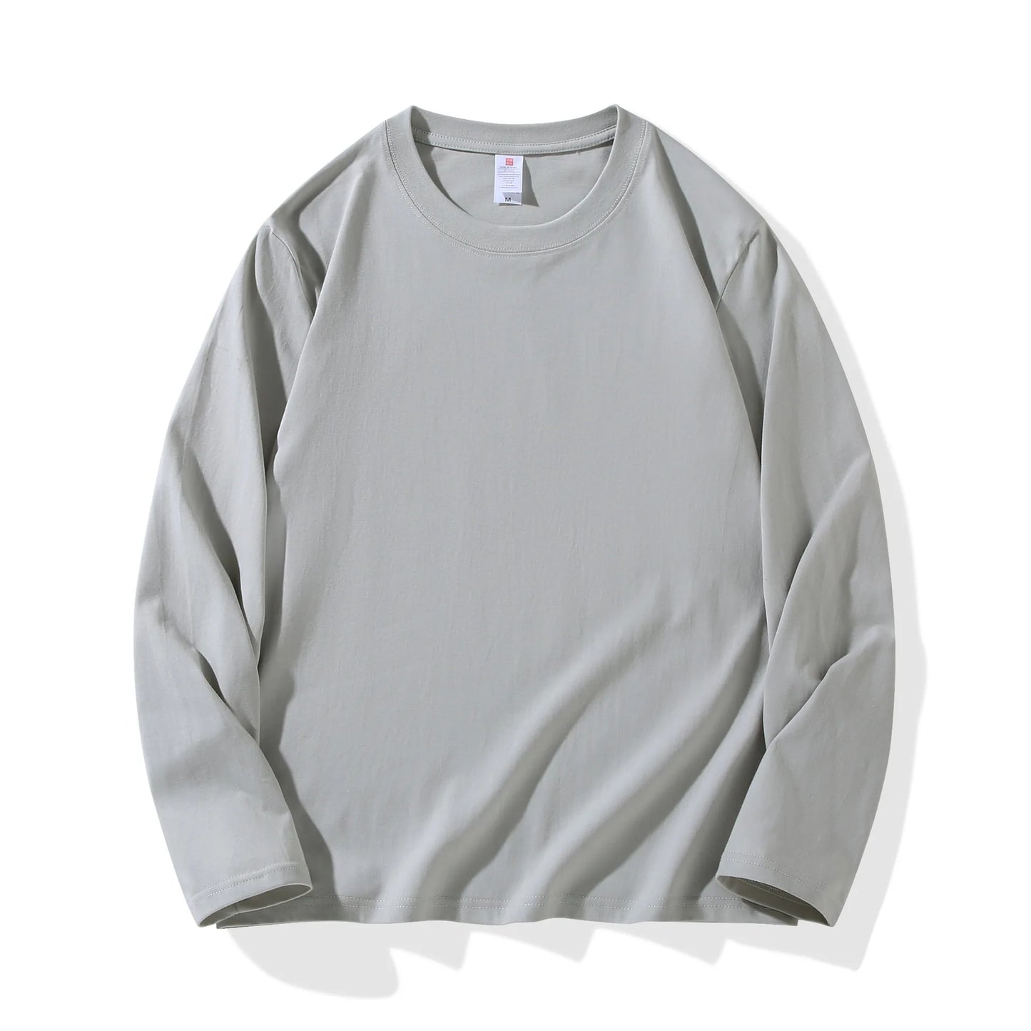 MRMT 2025 Men's 100% Cotton Long Sleeve T-Shirt – Solid Color Crew Neck Casual Top