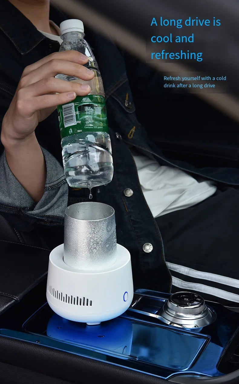 USB Mini Beverage Cooler Cup – Fast Cooling Mug for Soda, Beer, Water & Cans – Portable Drink Chiller for Car & Home Use