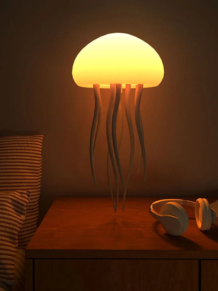 Voice-Controlled RGB Jellyfish Night Light – Gradient Bedside & Desk Lamp for Home or Office Decoration