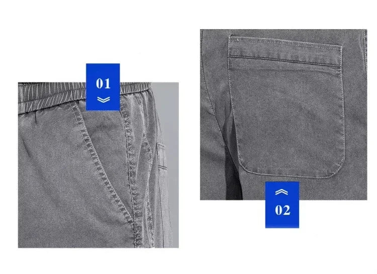 2025 Summer Men's Lightweight Lyocell Jeans – Loose Fit, Straight-Leg Casual Pants with Elastic Waist and Drawstring, Korean Style 