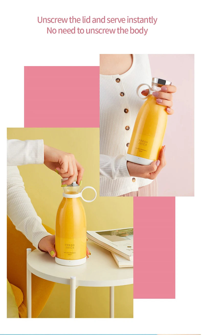 Portable Mini Electric Juicer Blender – USB Rechargeable Fruit Mixer & Multifunctional Smoothie Maker