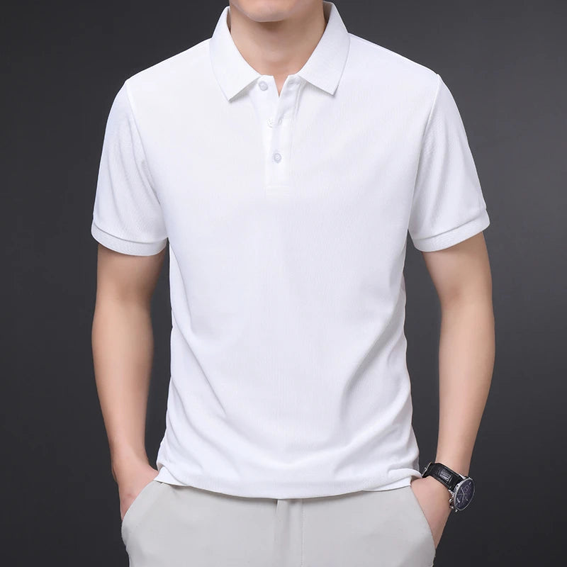 Men's Plain Short-Sleeve Polo Shirt – Summer Casual & Business Wear, Lightweight and Comfortable