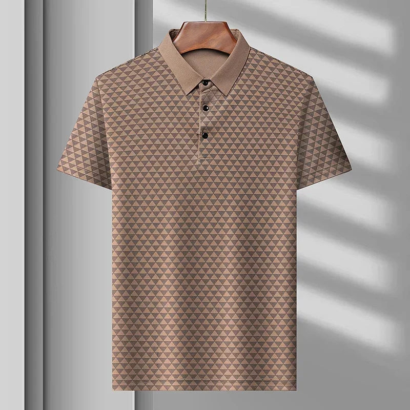 Men’s Breathable Ice Silk Polo Shirt – Seamless Short Sleeve Business Casual Summer Top