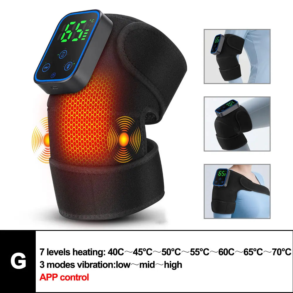 3-in-1 Electric Heated Knee Massager Pad with Vibration – Hot Compress for Shoulder, Elbow & Joint Muscle Relief