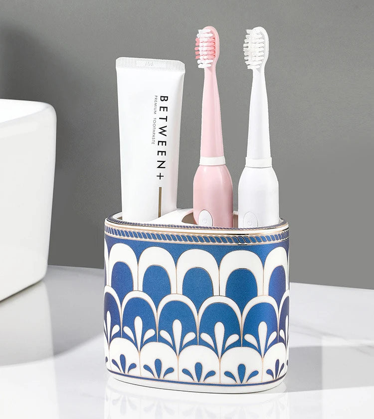 Luxury Ceramic Soap Dish with Irregular Stripes and Perforated Drainage – Household Bathroom Accessory with Washstand Gargle Cup