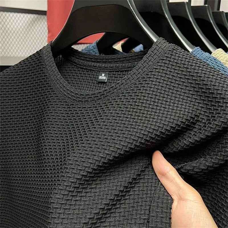 Men's Summer Ice Silk Mesh T-shirt – Lightweight Short Sleeve Breathable Tee, 2025 Solid Color Casual Top