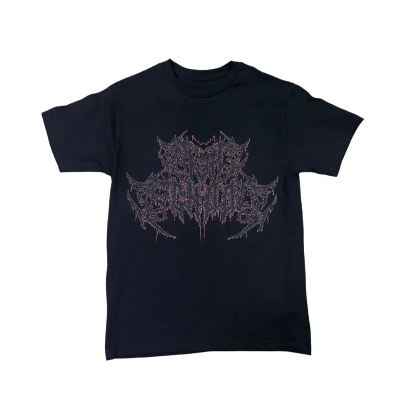 Y2K-Inspired Gothic Graphic Tee with Night School Print for Men and Women — Harajuku Hip Hop Streetwear, Unisex Boxy Fit, Short Sleeve Sweatshirt