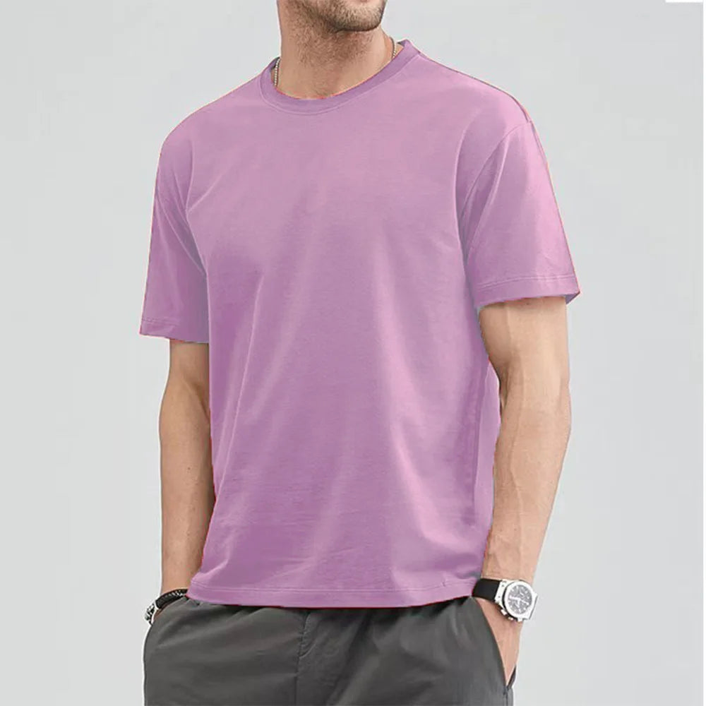 Unisex Loose Fit Cotton T-Shirt – Solid Color, Short Sleeve, Casual O-Neck Basic Tee for Summer 