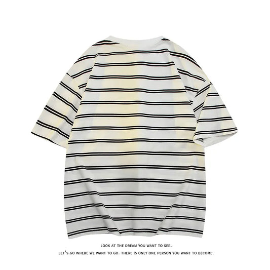 Men’s Striped Cotton T-Shirt – Casual Summer Fashion Tee, Oversized Fit, Available Up to 5XL, Funny and Stylish Design 