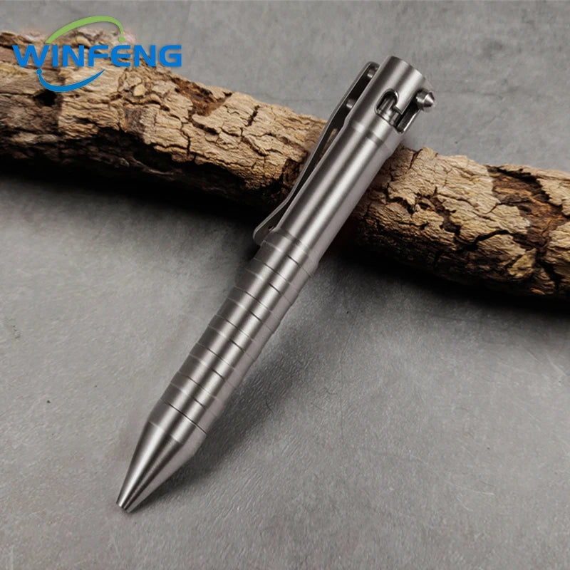 Titanium Tactical Ballpoint Pen – Bolt Action Business Pen with Glass Breaker, Self-Defense Survival EDC Tool