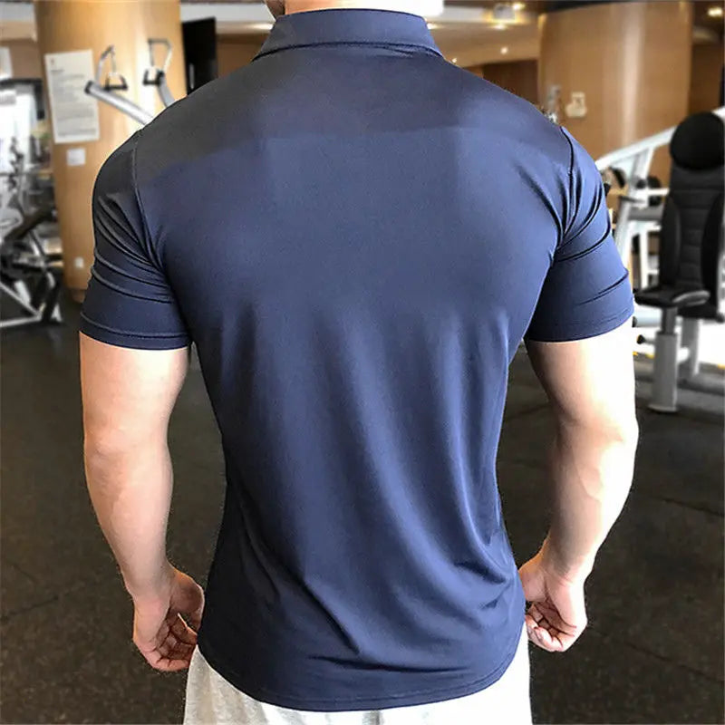 Men’s Slim Fit Polo Shirt – Quick Dry Solid Color Short Sleeve Sports Tee for Spring & Summer