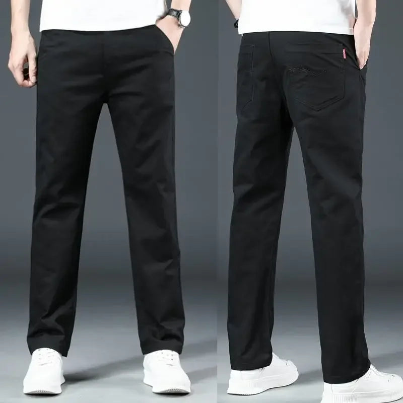 Men's Spring Loose-Fit Cotton Work Trousers – Durable Outdoor Straight-Leg Casual Business Pants 