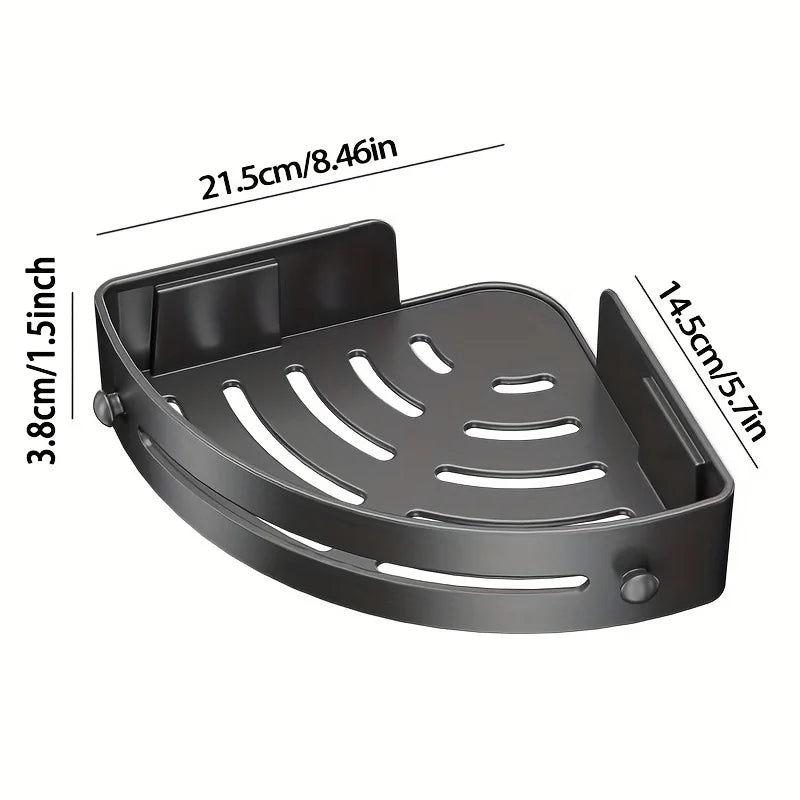 2PCS Adhesive Corner Shelves – No-Drill Wall-Mounted Bathroom Organizer for Shower, Sink & Toilet