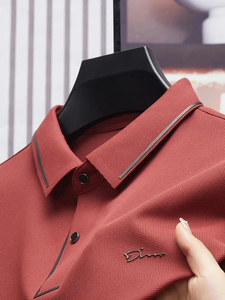 Men's Seamless Polo Shirt – Premium Cool Touch Fabric, Slim Fit Business Casual Golf Tee with Turn-Down Collar