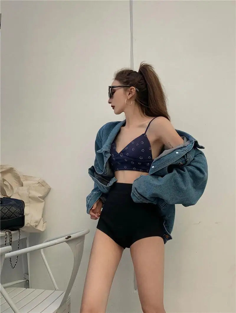 Women's High-Waist Black Shorts – Slim Fit Solid Color Summer Bottoms for Dance, Club, K-pop, and Streetwear Style (Up to 5XL)