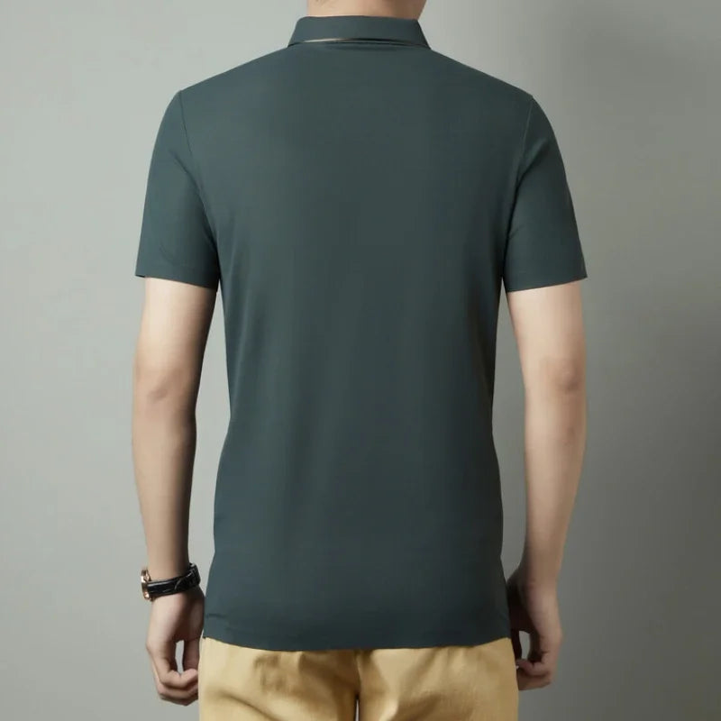 Men's Seamless Polo Shirt – Premium Cool Touch Fabric, Slim Fit Business Casual Golf Tee with Turn-Down Collar
