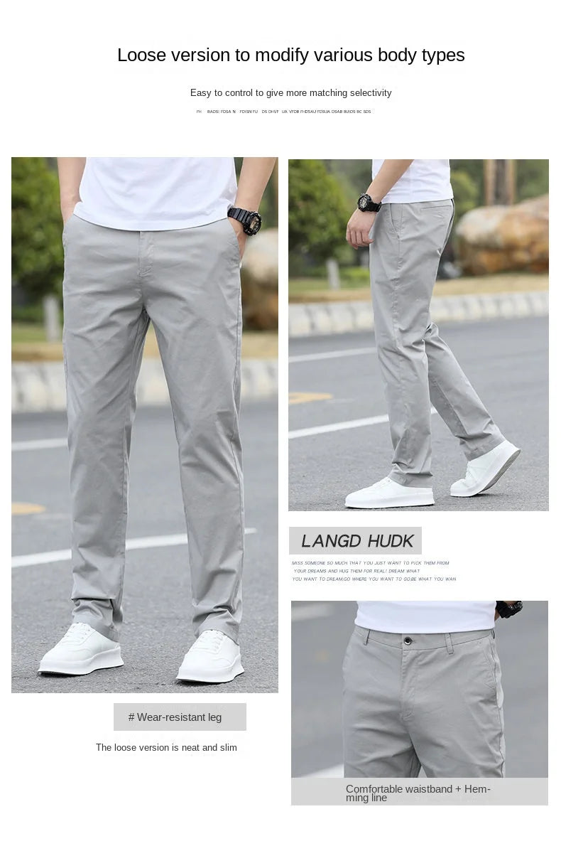Men's Premium Cotton Chino Pants – Breathable Straight-Leg Casual Trousers (Waist Sizes 28 to 40)