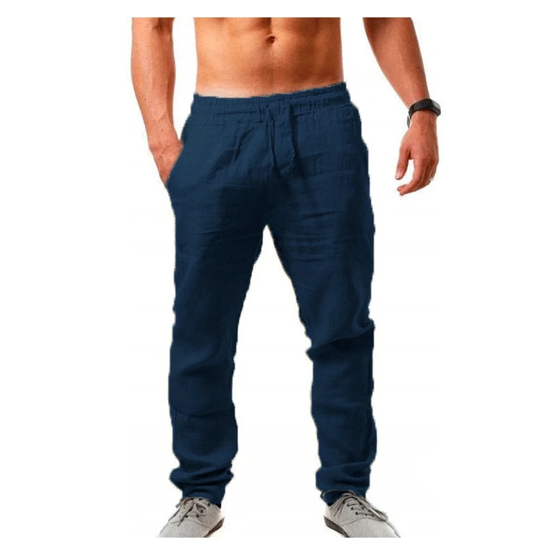 2025 Men's Lightweight Cotton-Linen Blend Casual Pants – Breathable, Comfortable Straight-Fit Trousers for Spring & Summer