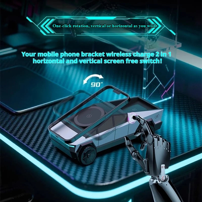 Cybertruck-Inspired 3-in-1 Qi2 Wireless Charging Station for iPhone, Apple Watch & AirPods