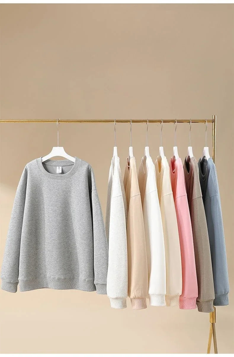 Women’s Pure Cotton White Hoodie – Solid Color, Loose Yet Slim Fit, Perfect for Autumn/Winter 2025, Stylish and Versatile Top