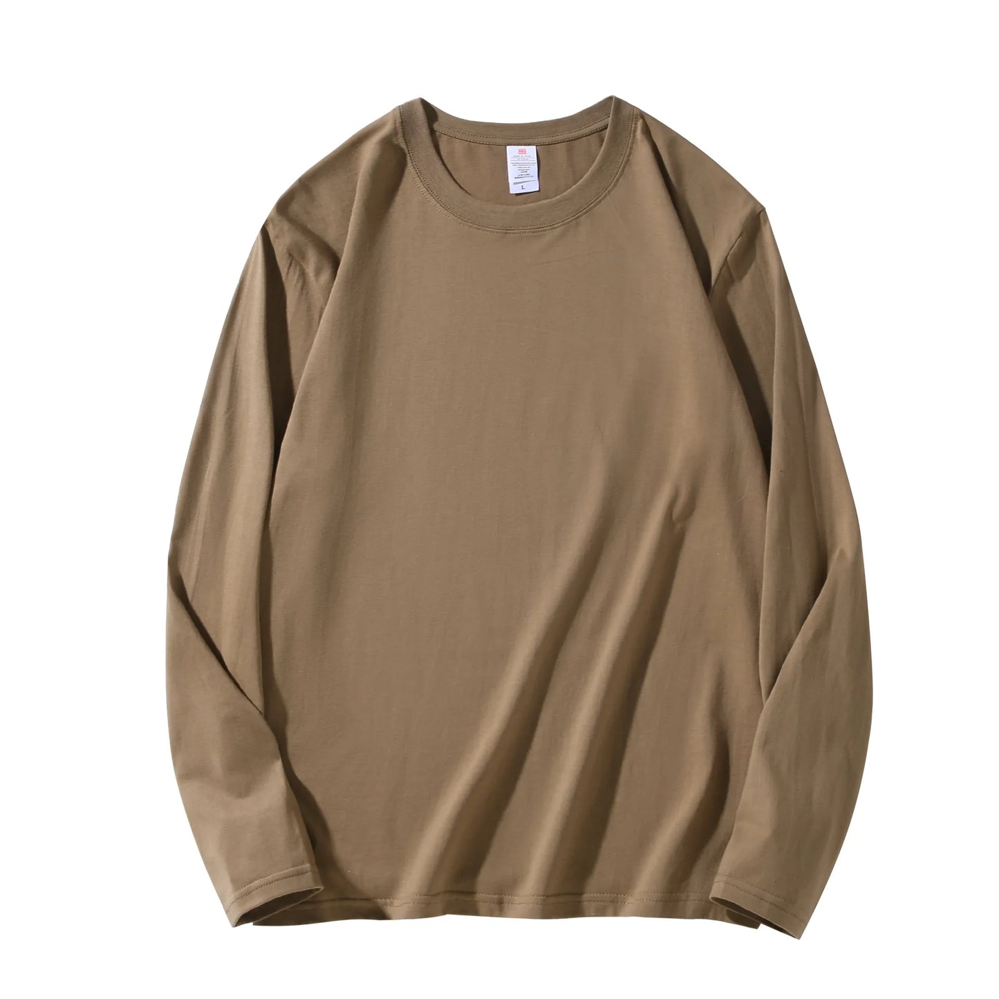 MRMT 2025 Men's 100% Cotton Long Sleeve T-Shirt – Solid Color Crew Neck Casual Top