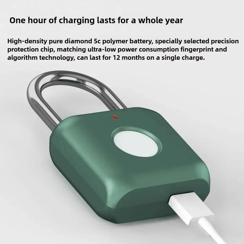 Smart Fingerprint Padlock – Electronic Lock for Luggage, Cabinets, Dorms, and More – Biometric Unlock for Secure Access