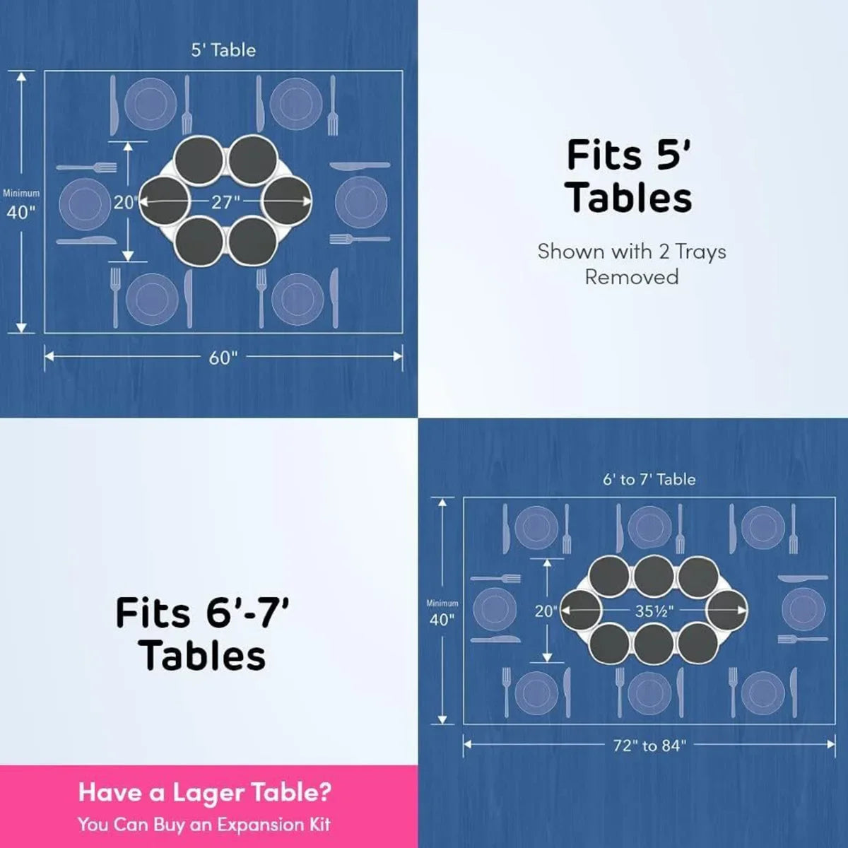 360° Rotating Kitchen & Dining Table Turntable – Heat-Resistant Lazy Susan for Rectangular Tables & Countertops