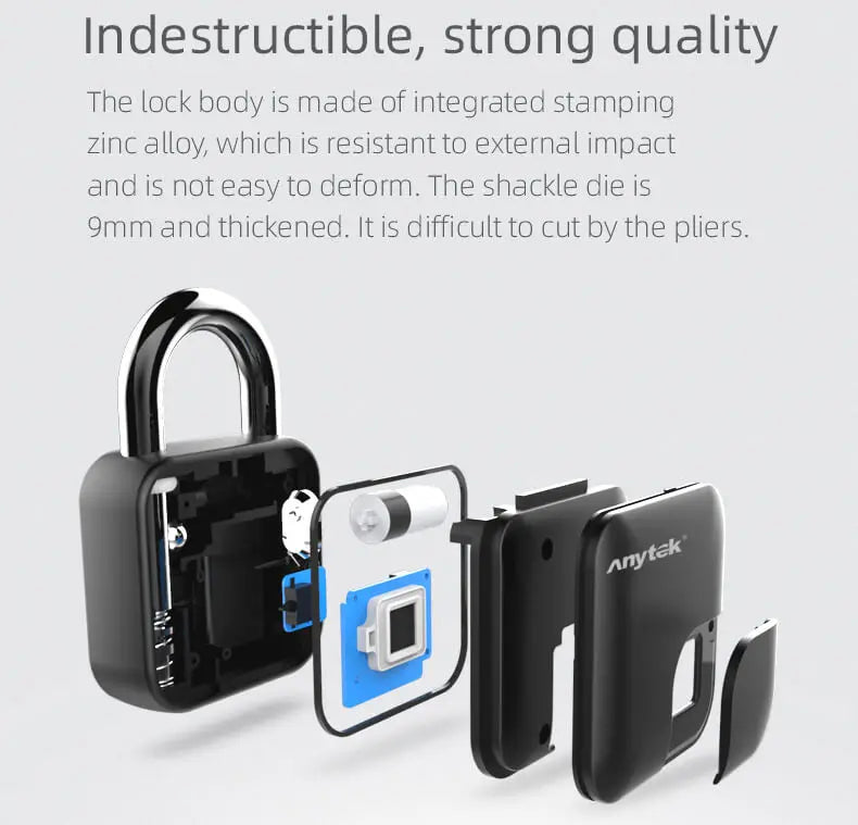 Smart Bluetooth Fingerprint Padlock with Remote Unlock via Tuya App and Extended Battery Life
