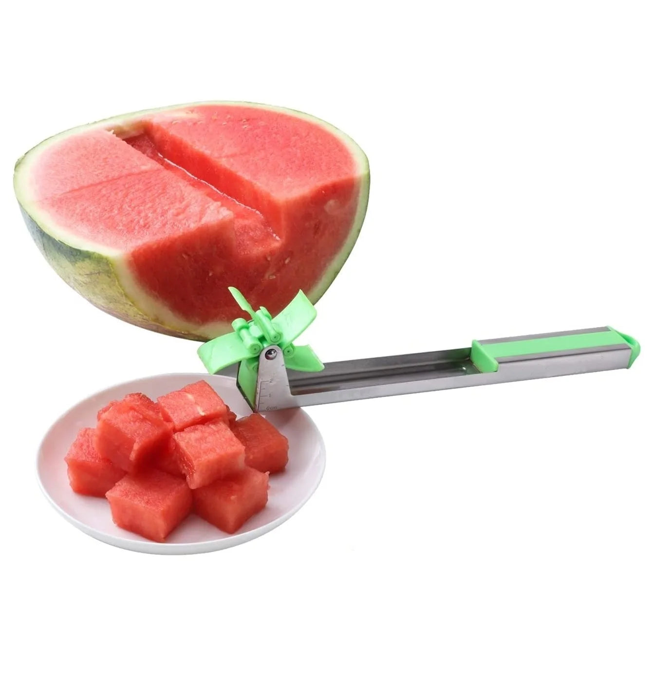 Stainless Steel Watermelon Slicer with Windmill Blade – Easy Fruit Cutter & Salad Tool for Kitchen