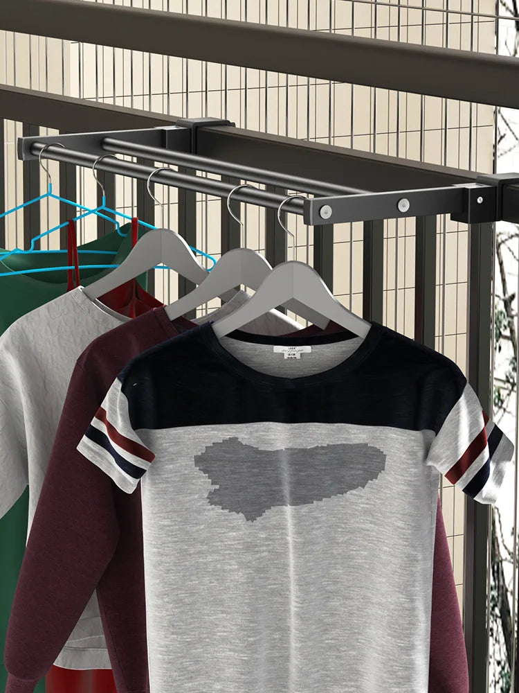 Adjustable Snap-On Drying Rack for Balcony or Window Railings — Space-Saving Clothes Hanger for Indoor/Outdoor Use