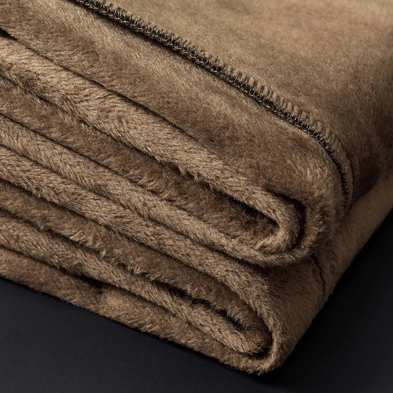 2024 New Men’s Winter Fleece-Lined Corduroy Pants – Slim Fit, Stretchy, Thickened Casual & Business Trousers in Gray & Khaki